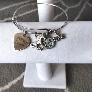 Horse Lover Charm Bangle Bracelet